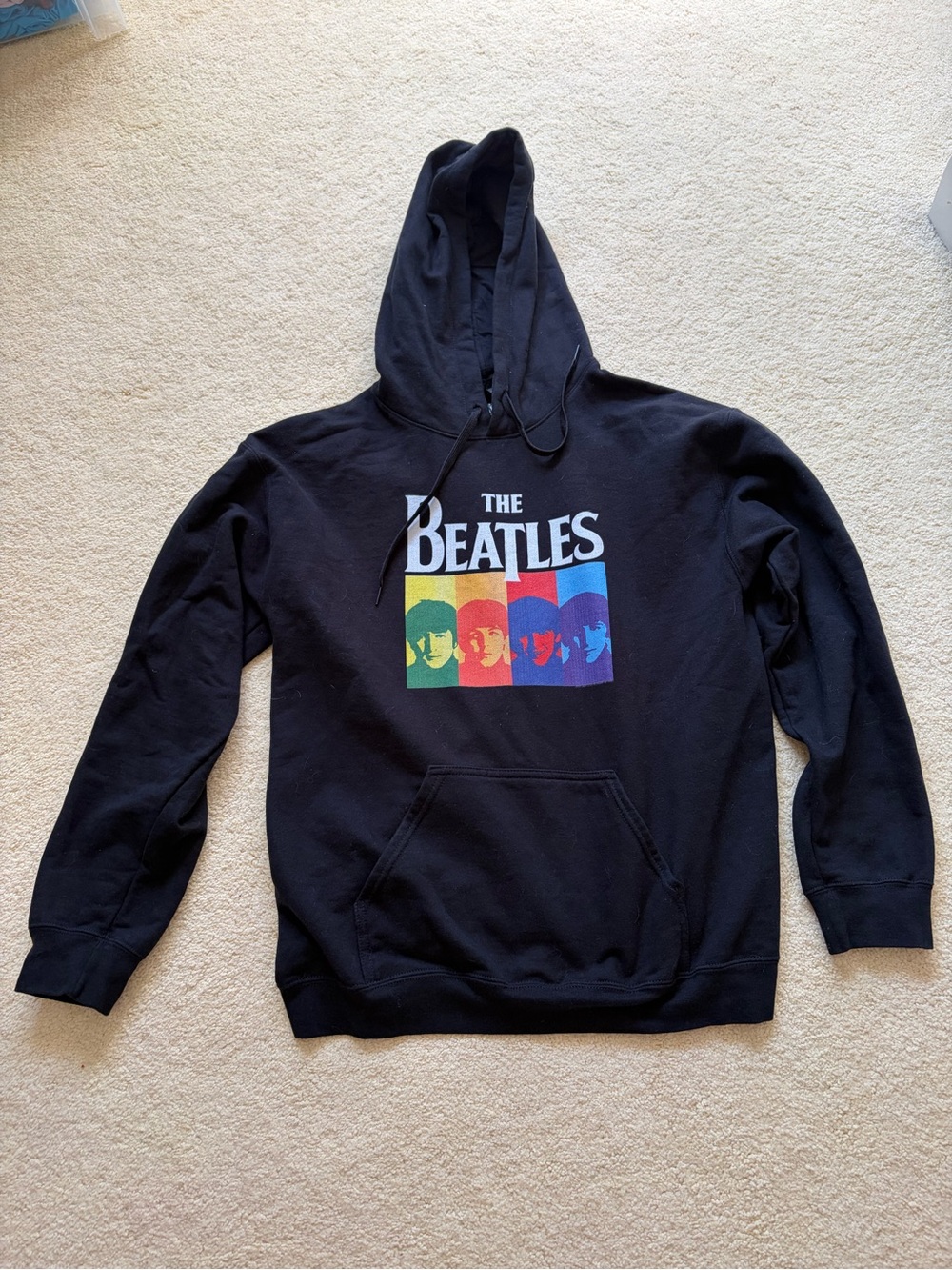 The Beatles Black Hoodie with Rainbow Band Portraits